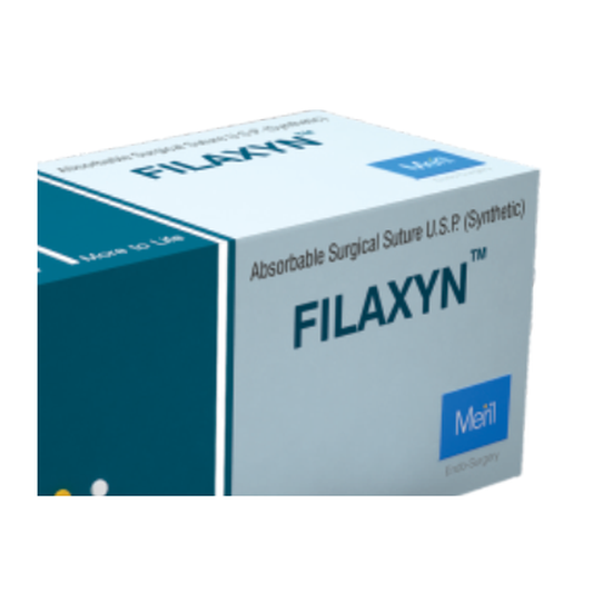 Meril FILAXYN absorbable surgical suture, polydioxanone (PDO), retail box