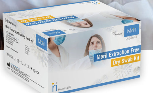 Meril Extraction Free Dry Swab Kit carton, REF MBTDSK-01, 100 tests
