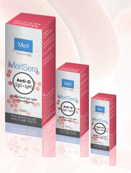 MeriSera Anti-D IgG+IgM monoclonal blood grouping reagent 10ml cartons for rapid slide and tube tests