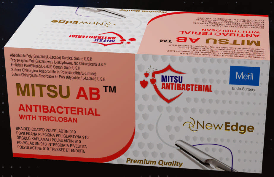 Mitsu AB Antibacterial with Triclosan braided coated polyglactin 910 suture carton